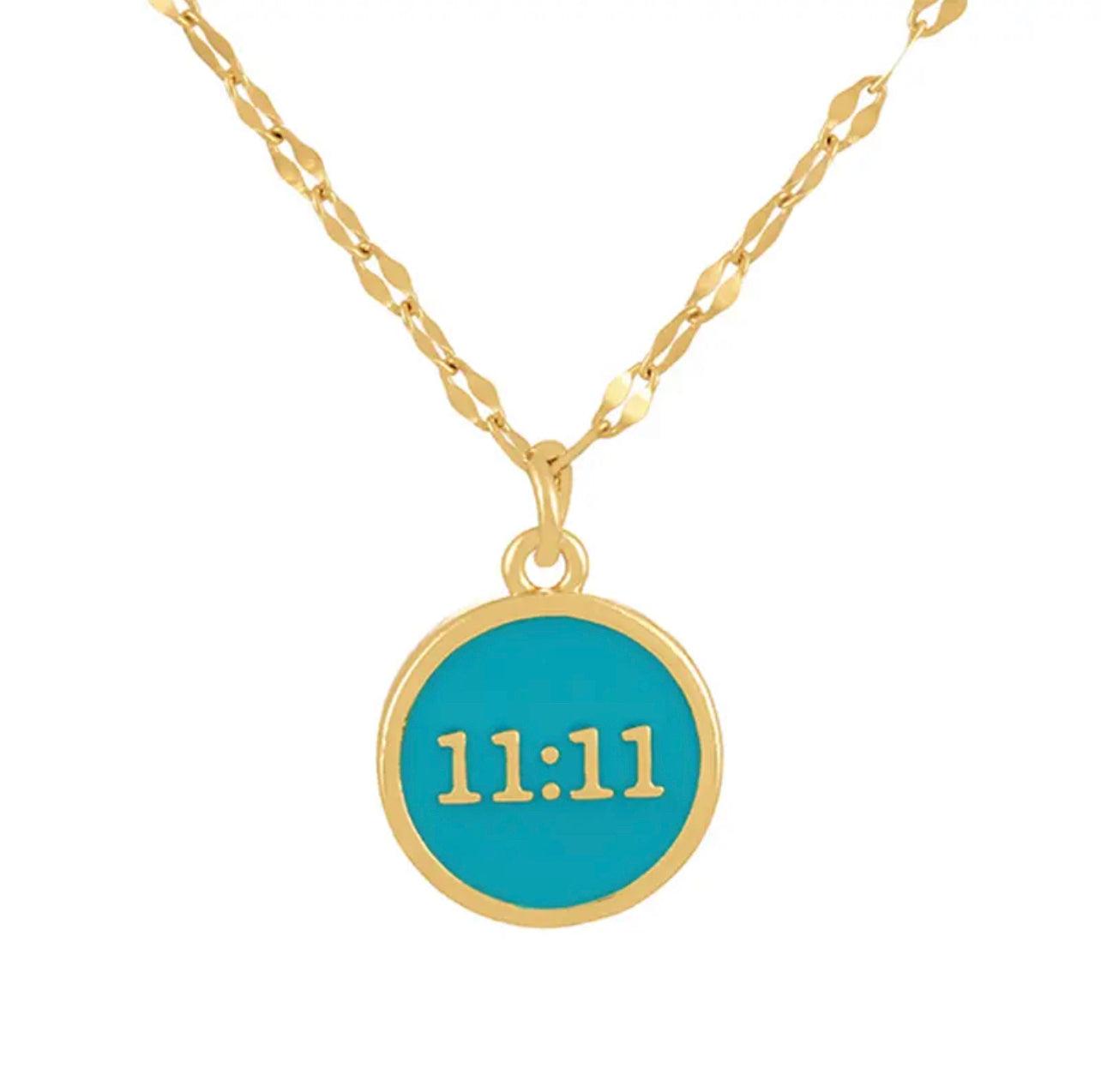 Gold Titanium Plated 11:11 Angel Number Necklace | Colorful Pendants