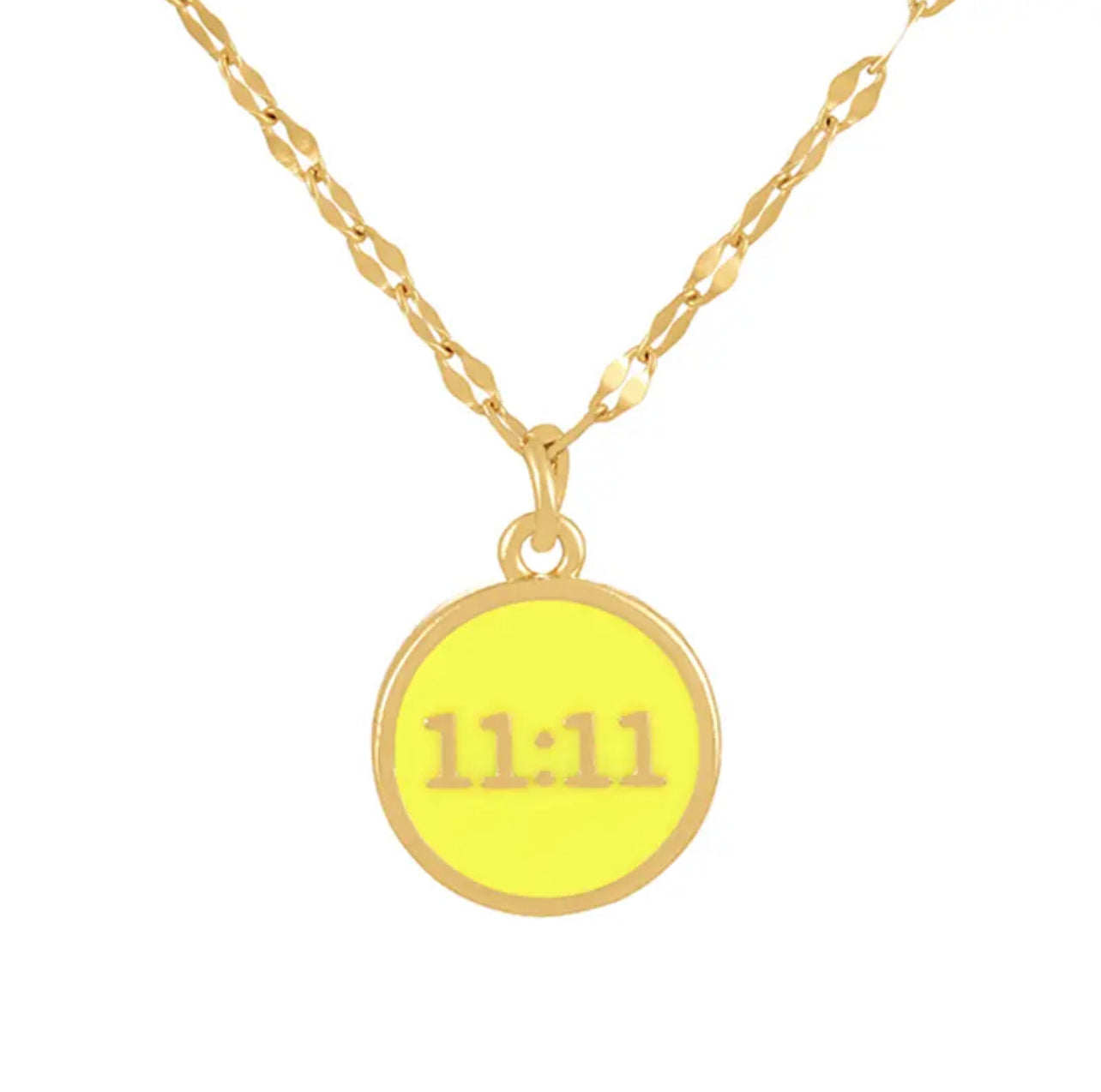 Gold Titanium Plated 11:11 Angel Number Necklace | Colorful Pendants
