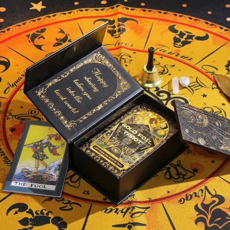 Gold-Black Foil Premium Tarot Card Deck with Storage Box | Rider-Waite-Smith