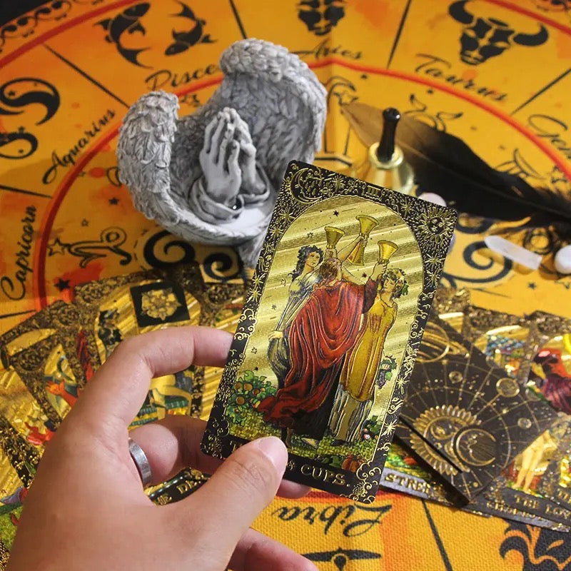 Black-Gold Foil Premium Tarot Card Package | Rider-Waite-Smith