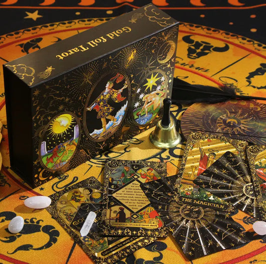 Black-Gold Foil Premium Tarot Card Package | Rider-Waite-Smith