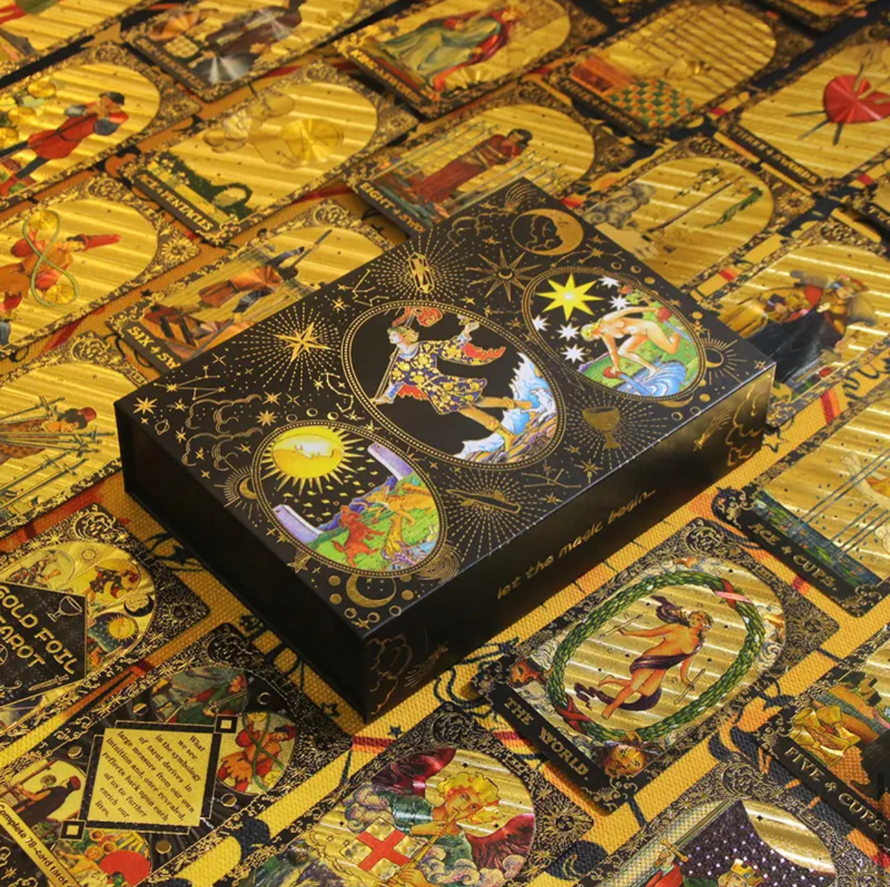 Black-Gold Foil Premium Tarot Card Package | Rider-Waite-Smith