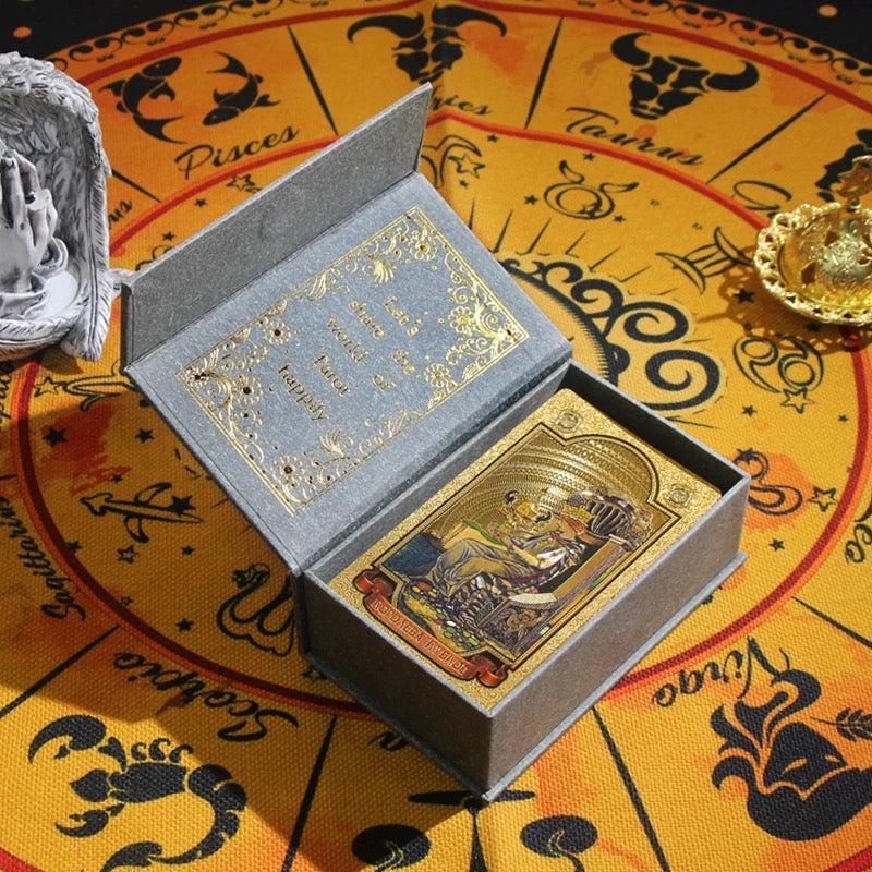 Gold Foil Premium Tarot Card Deck with Storage Box | Rider-Waite-Smith