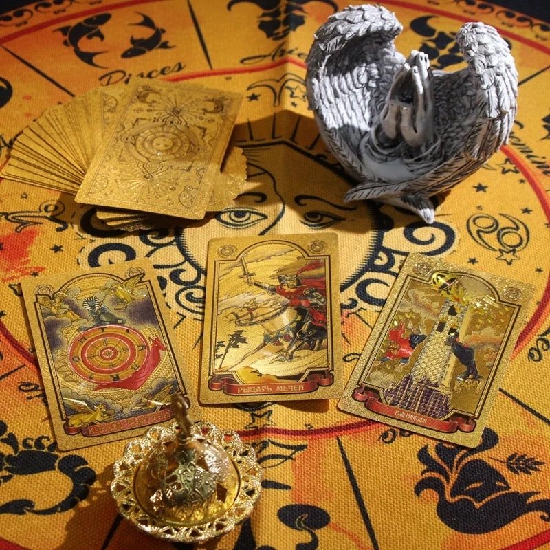 Gold Foil Premium Tarot Card Deck with Storage Box | Rider-Waite-Smith