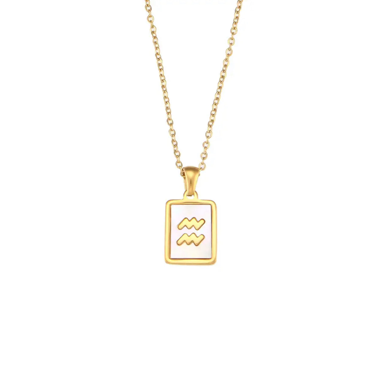18k Gold - White Enamel Zodiac Sign Necklace | Dynamic Astrology Jewelry