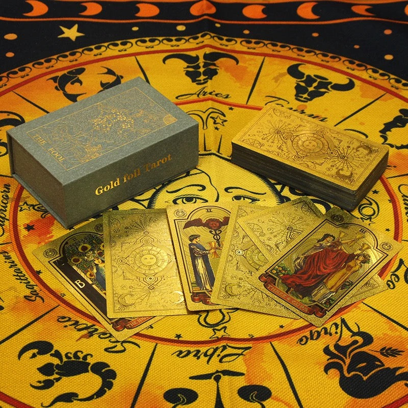 Panorama Gold Foil Tarot Cards, Panoramic Rider-Waite-Smith PVC Deck