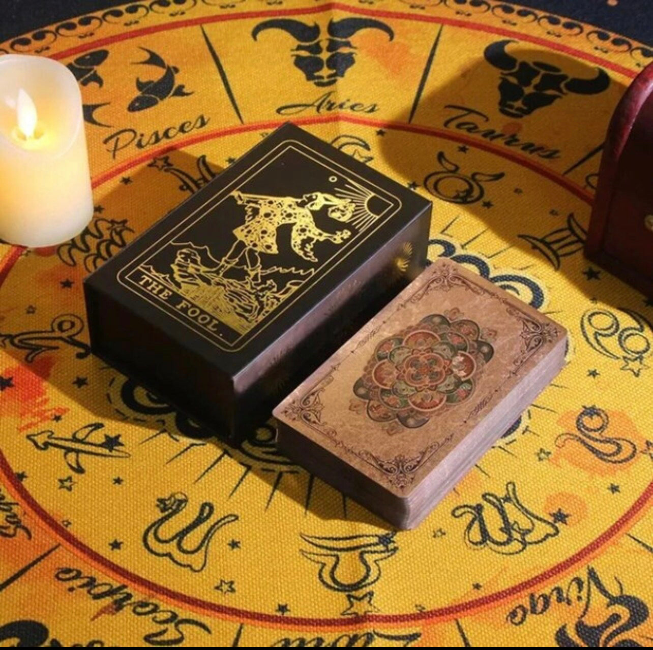 Pink Tarot Cards with Black Storage Box