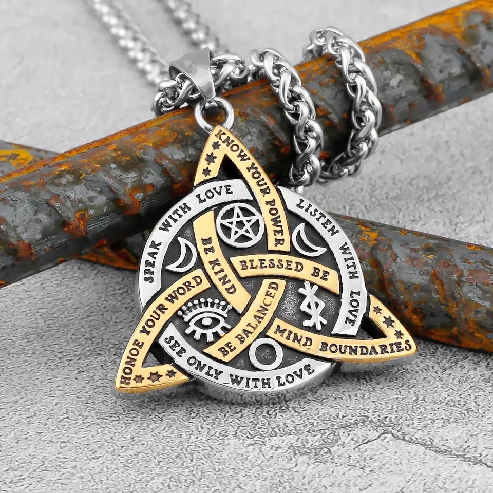 Witches Knot Trinity Celtic Viking Necklace - Pendant | Solid 316L Stainless Steel