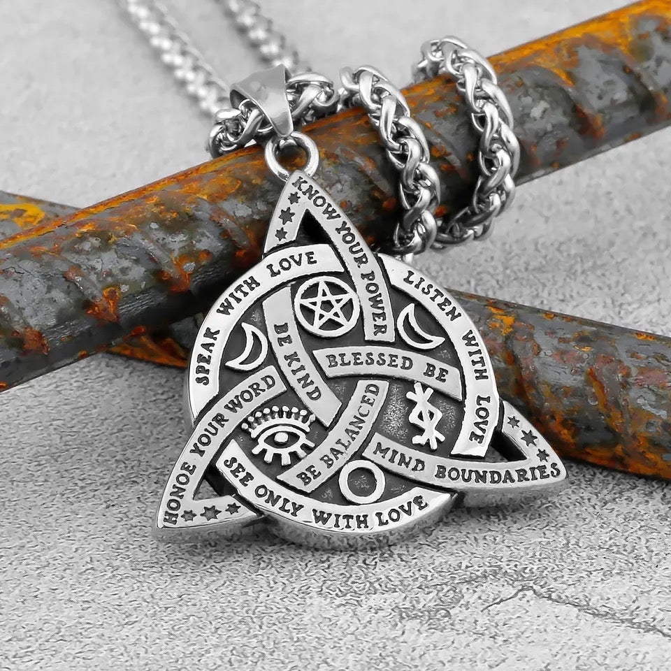 Witches Knot Trinity Celtic Viking Necklace - Pendant | Solid 316L Stainless Steel