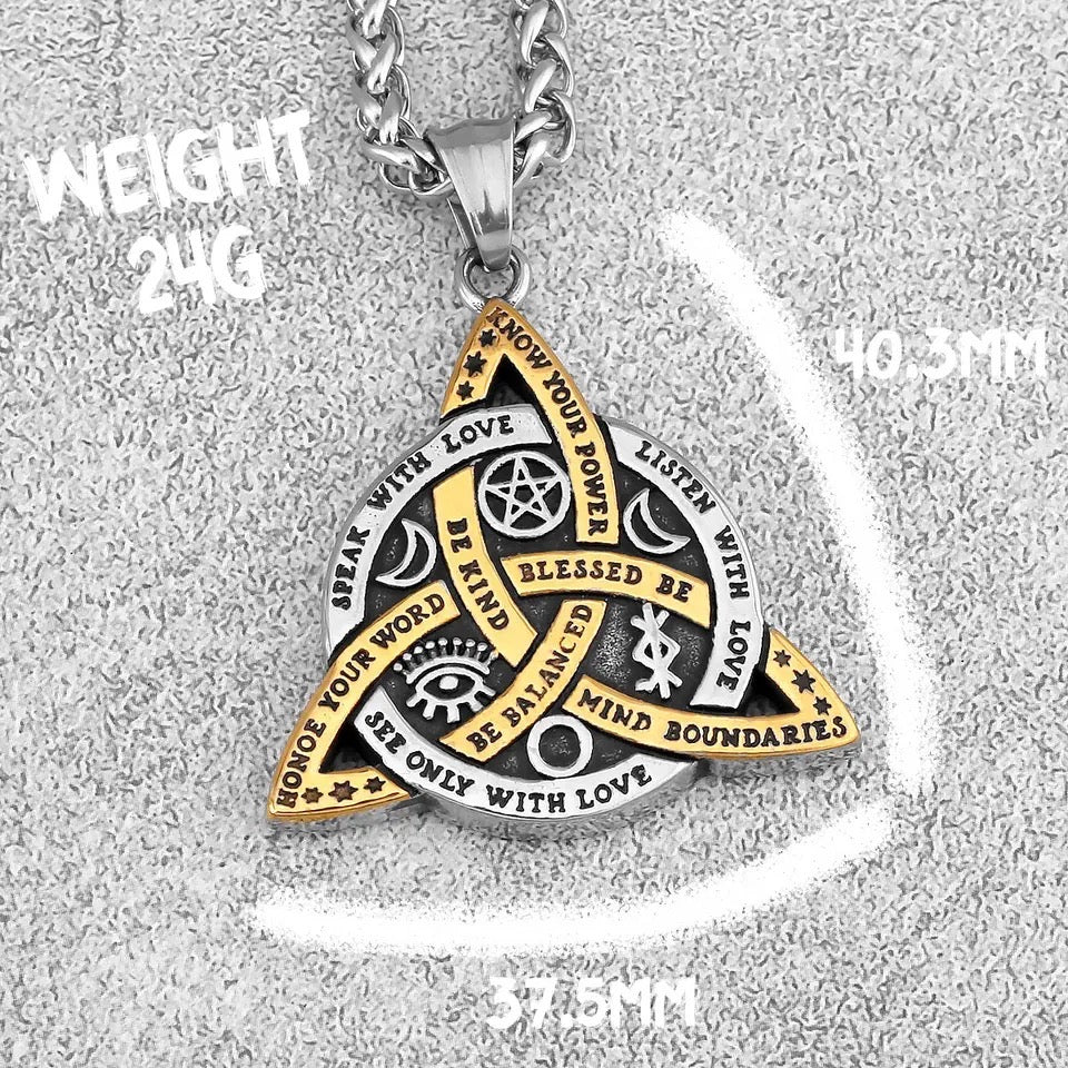 Witches Knot Trinity Celtic Viking Necklace - Pendant | Solid 316L Stainless Steel