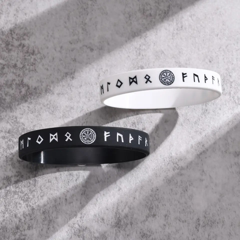 Viking, Nordic Runic Silicone Bracelet | Black & White