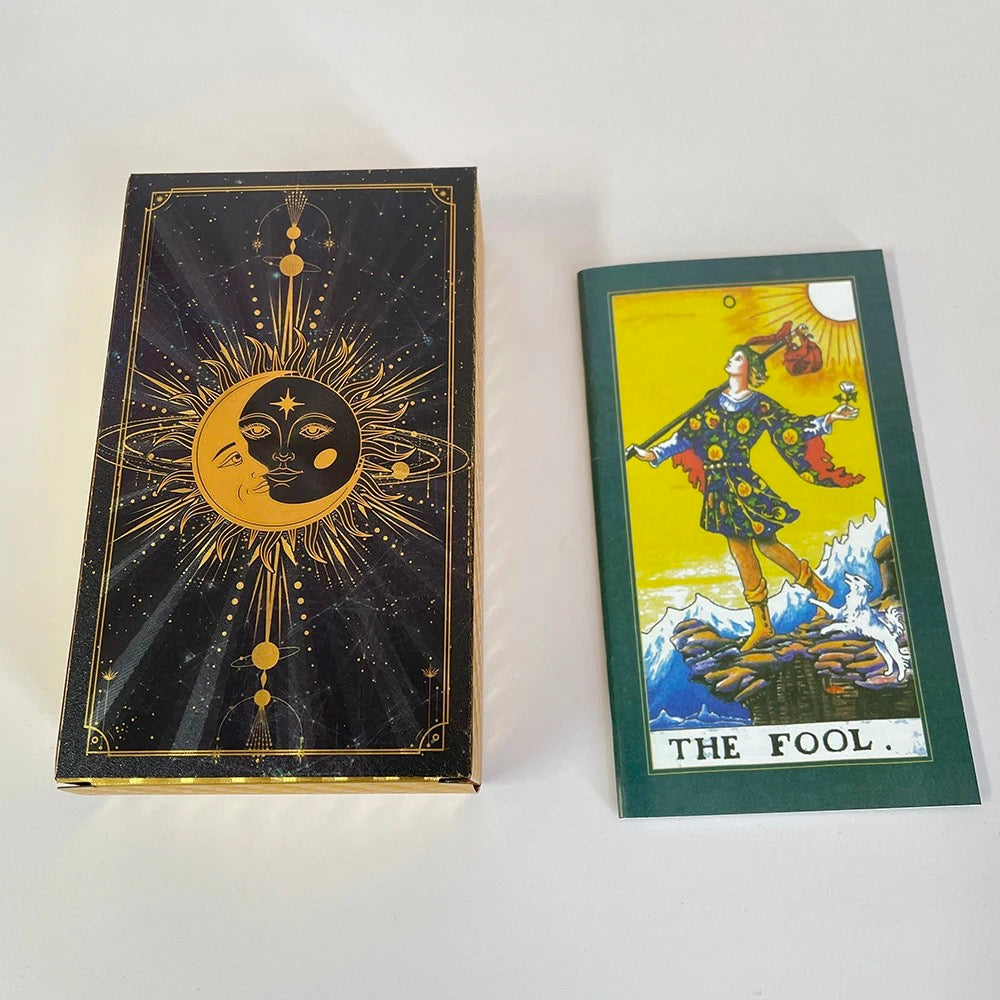 Celestial Sun Gold Foil Tarot Card Deck | Premium Rider-Waite-Smith