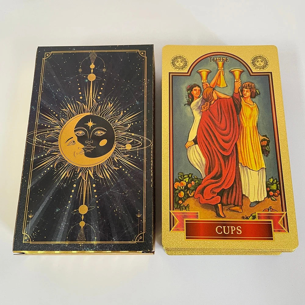 Celestial Sun Gold Foil Tarot Card Deck | Premium Rider-Waite-Smith