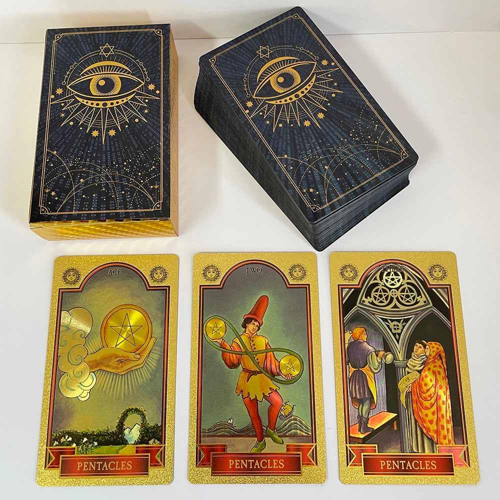 Celestial Sun Gold Foil Tarot Card Deck | Premium Rider-Waite-Smith