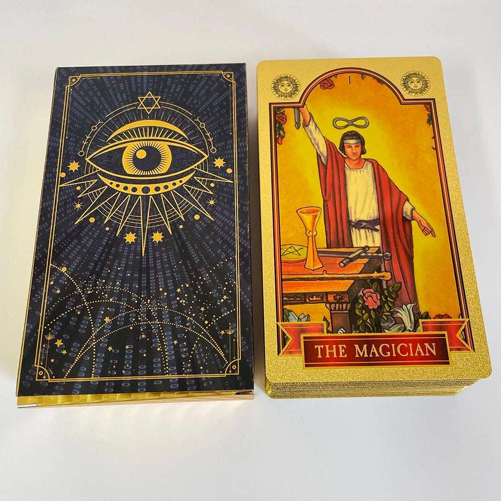 Celestial Sun Gold Foil Tarot Card Deck | Premium Rider-Waite-Smith