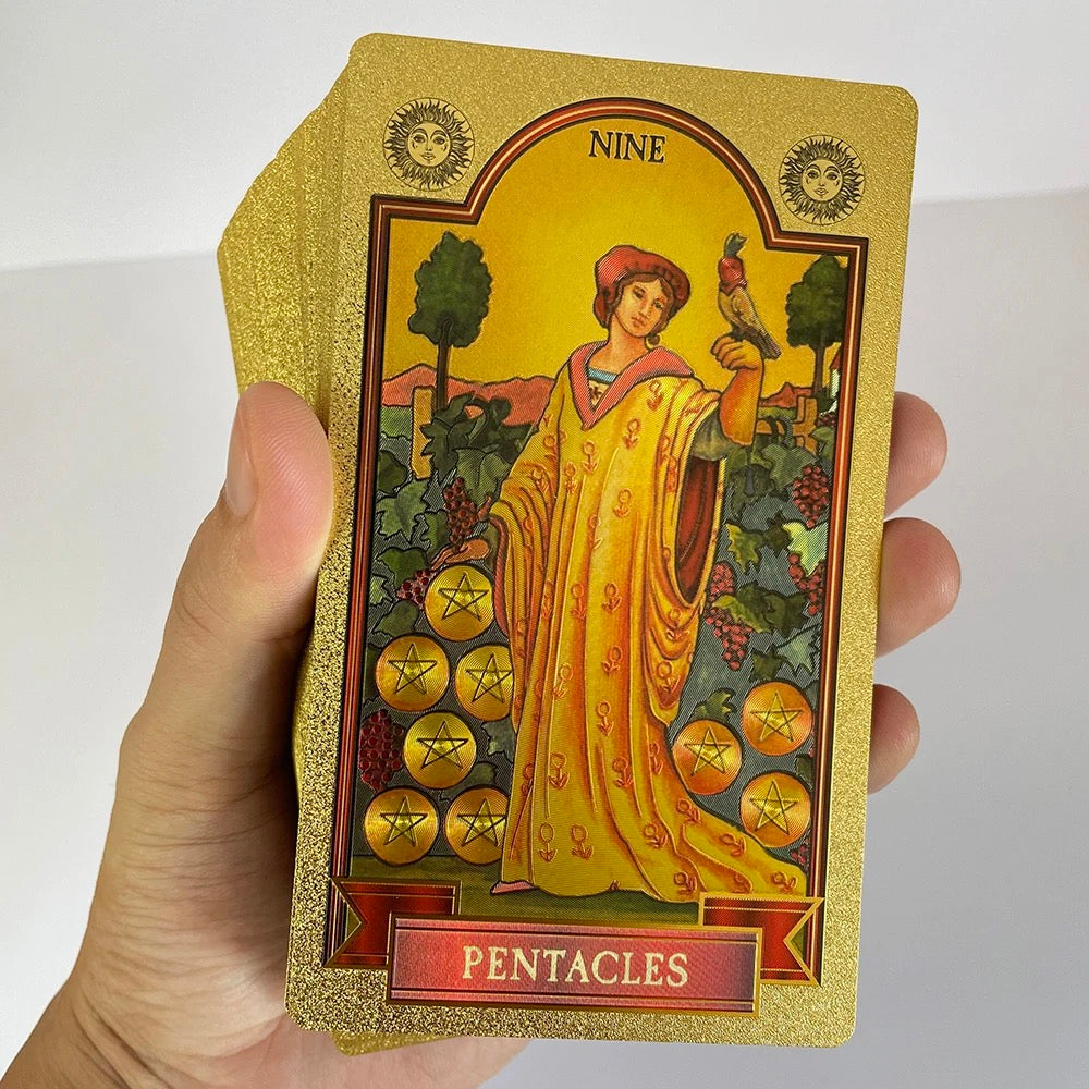 Celestial Sun Gold Foil Tarot Card Deck | Premium Rider-Waite-Smith