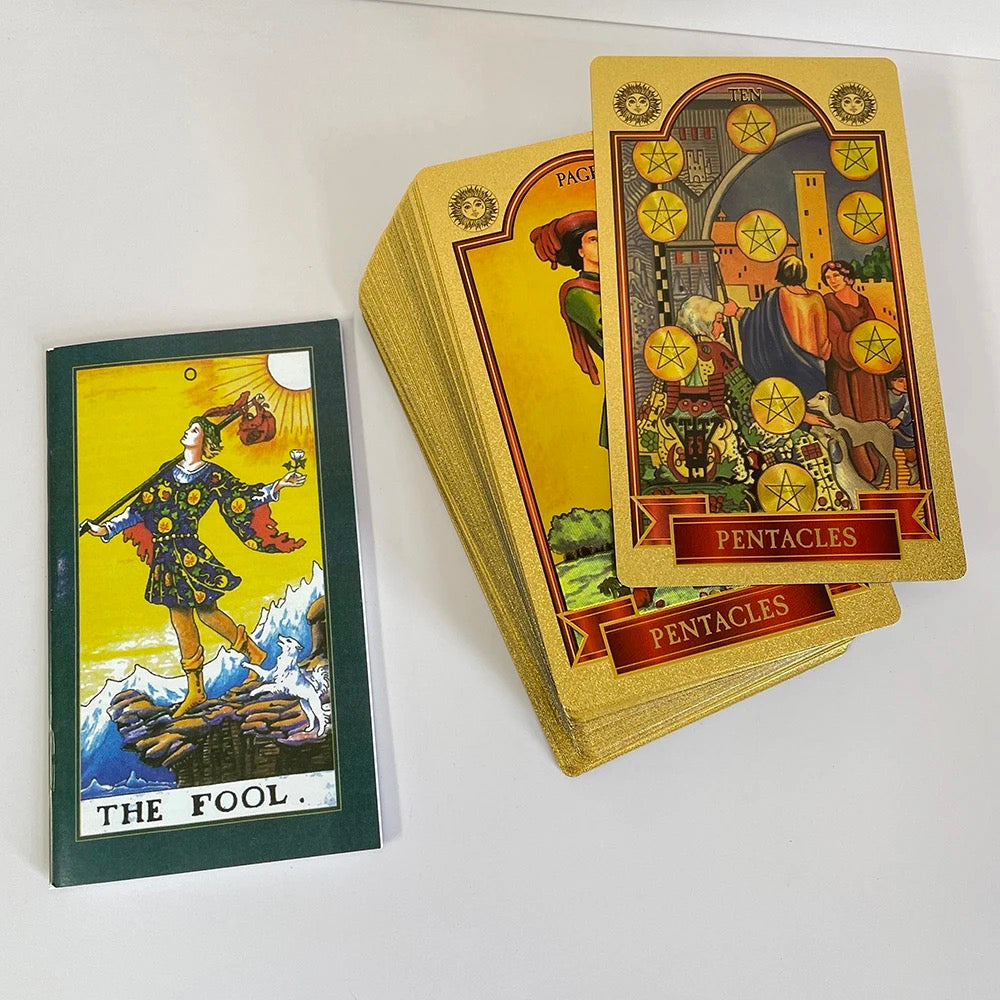 Celestial Sun Gold Foil Tarot Card Deck | Premium Rider-Waite-Smith