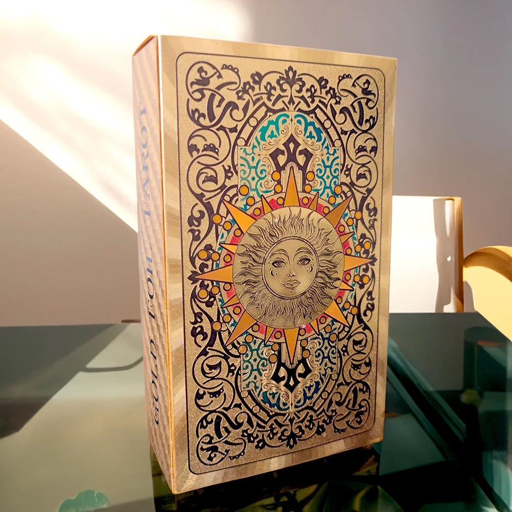 Celestial Sun Gold Foil Tarot Card Deck | Premium Rider-Waite-Smith