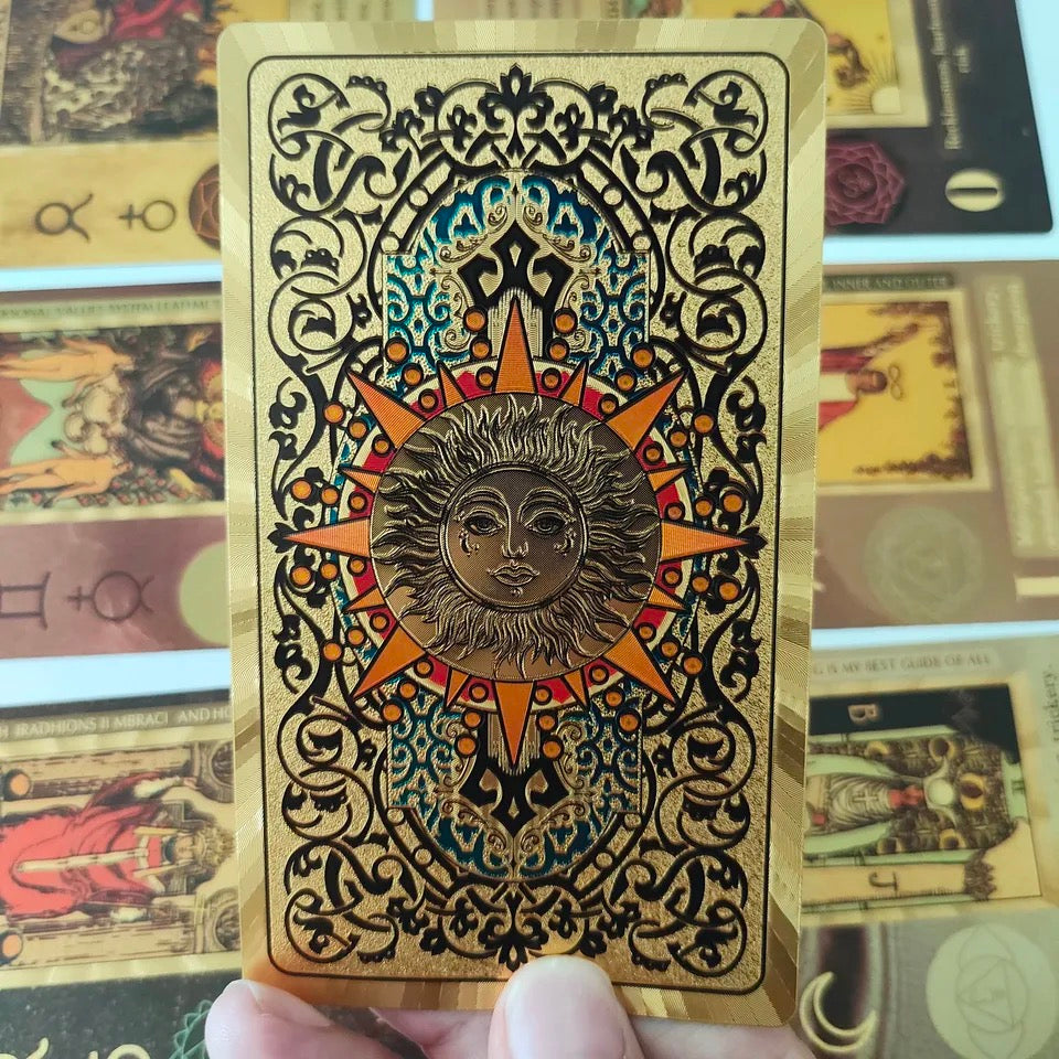 Celestial Sun Gold Foil Tarot Card Deck | Premium Rider-Waite-Smith