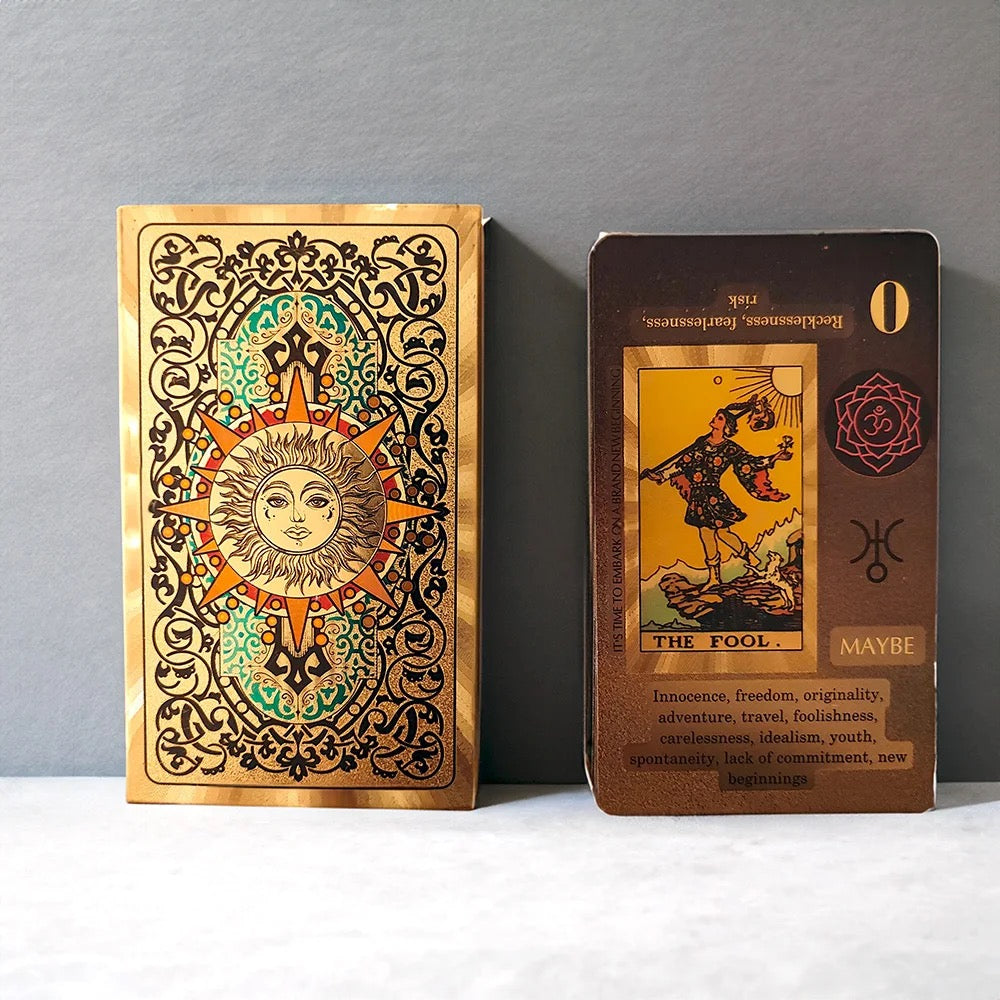 Celestial Sun Gold Foil Tarot Card Deck | Premium Rider-Waite-Smith