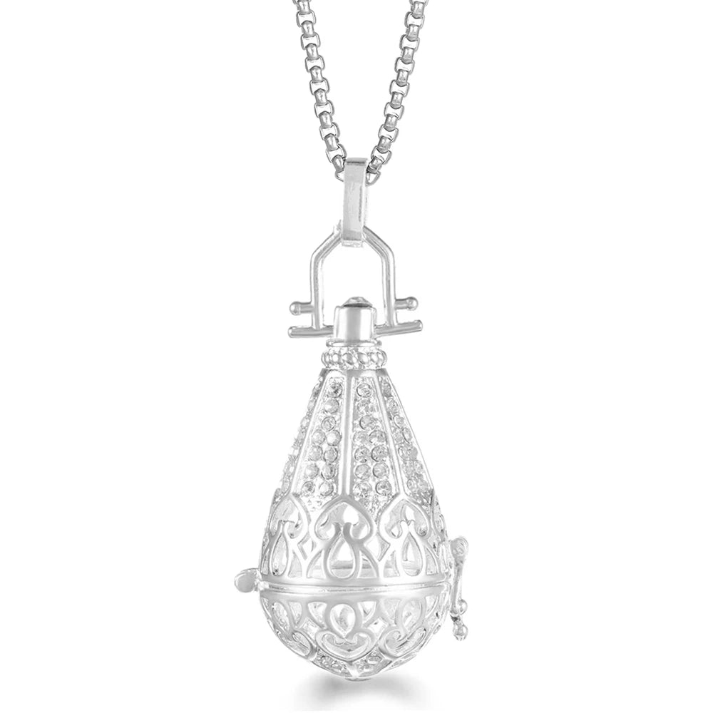 Steel Aromatherapy Ball Necklace, Aesthetic Spiritual Jewelry