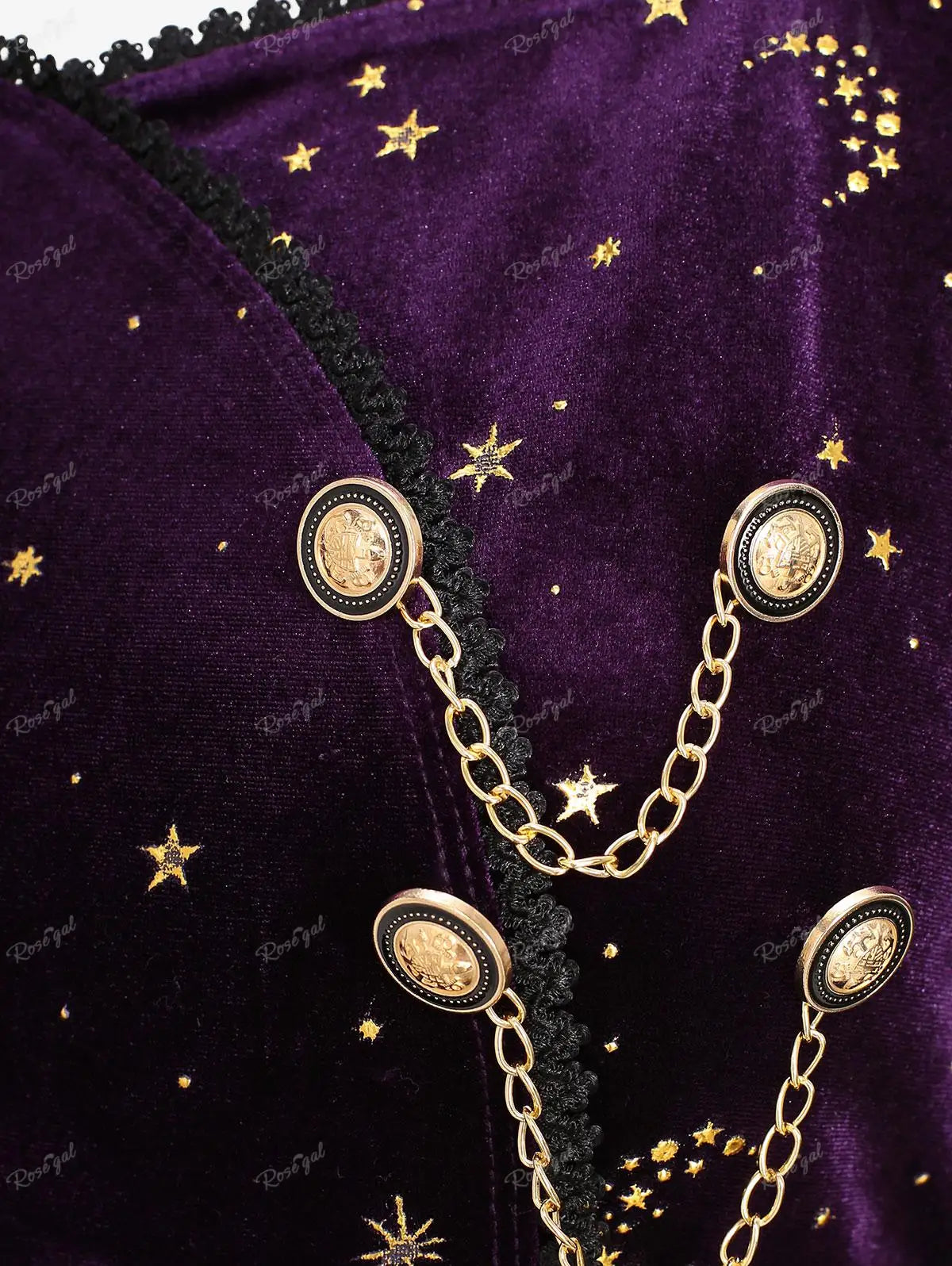 Whimsigothic Celestial Velvet Dress, Gothic Style Starry Moon Lace Dress