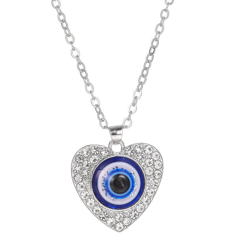 Evil Eye Crystal Necklace | Hamsa Style, Silver Spiritual Jewelry