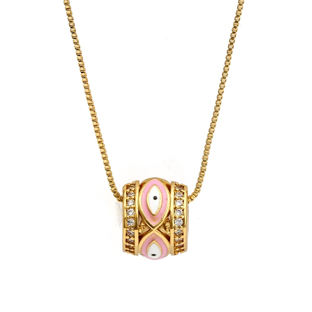 Lucky Evil Eye Colorful Drip Drop Pendant Necklace | Hamsa