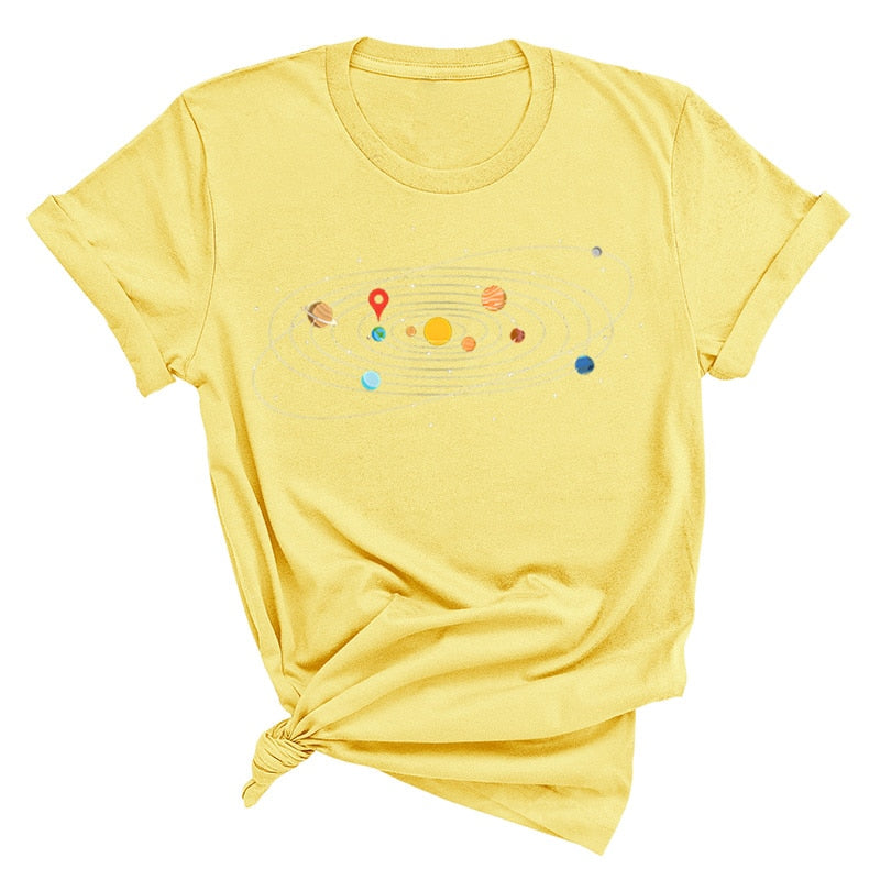 Women's Solar System 'You Are Here' Colorful T-Shirts | Astrology Apparel