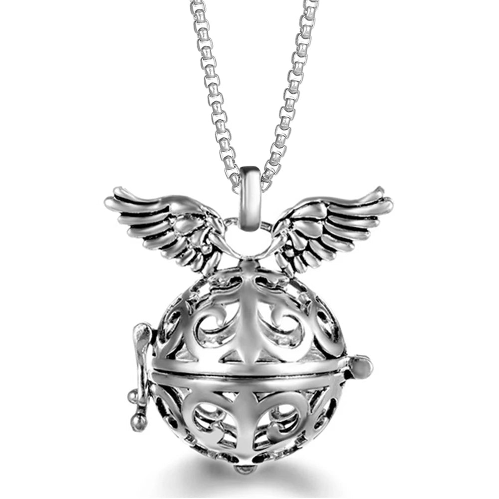 Steel Aromatherapy Ball Necklace, Aesthetic Spiritual Jewelry