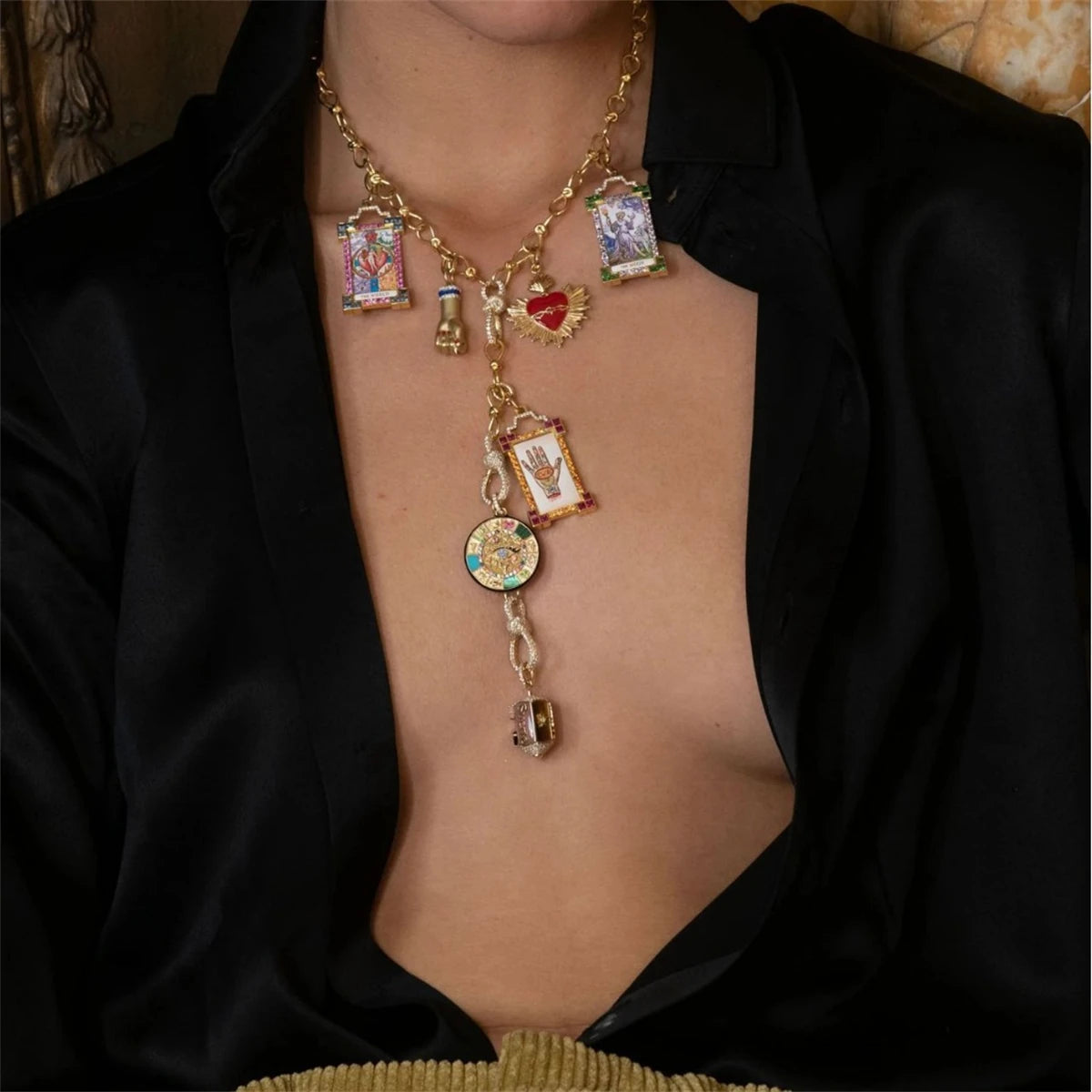 Tarot Card Dainty Gold Necklace, Artistic Charms