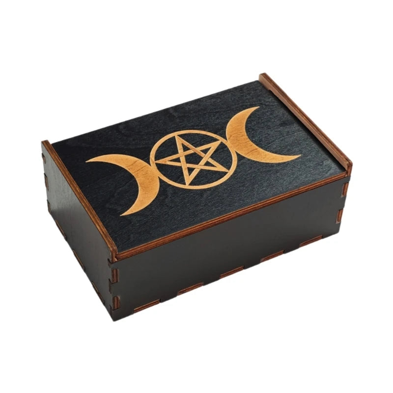 Engraved Wooden Tarot Card Box, Crystal Storage, Trees of Life