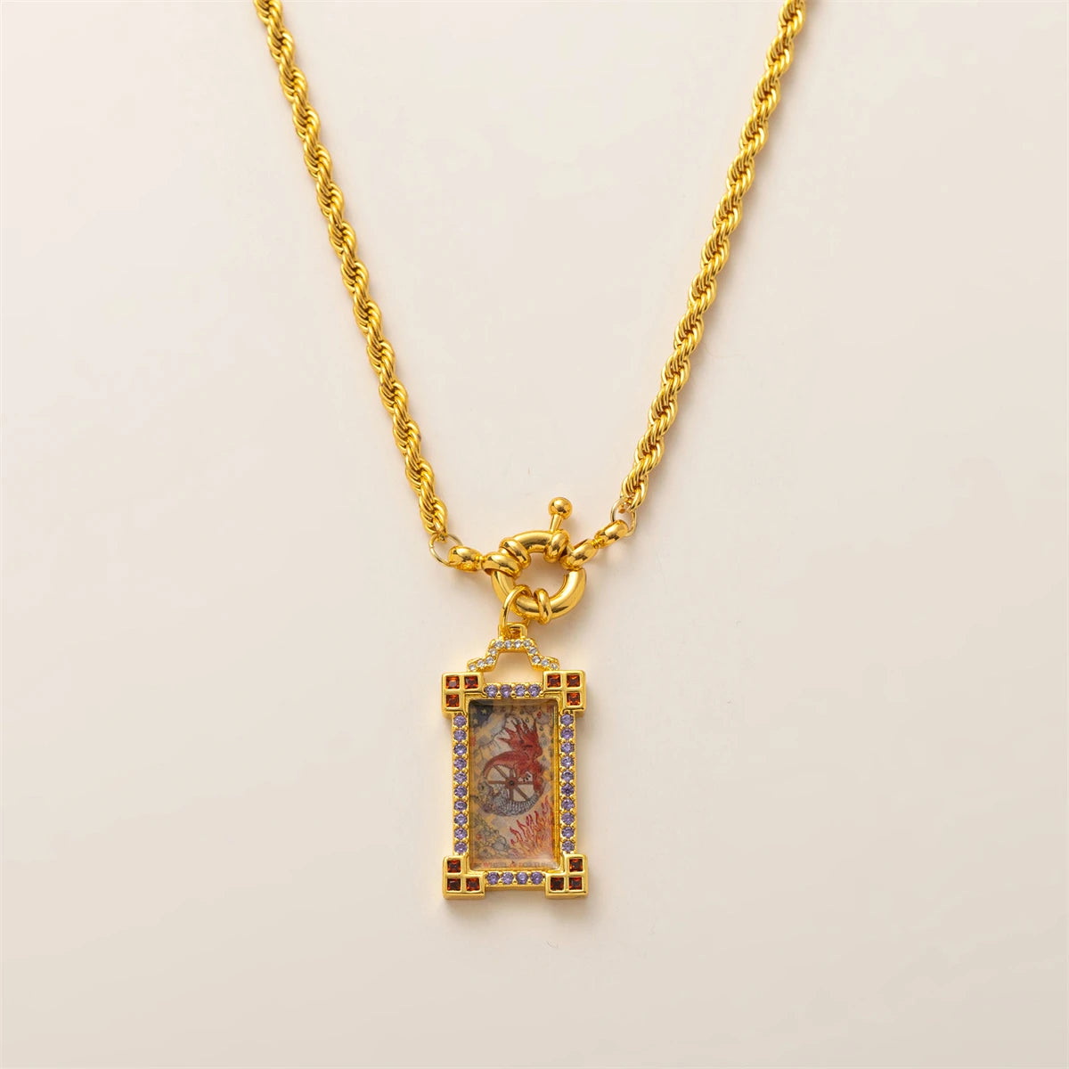 Tarot Card Dainty Gold Necklace, Artistic Charms