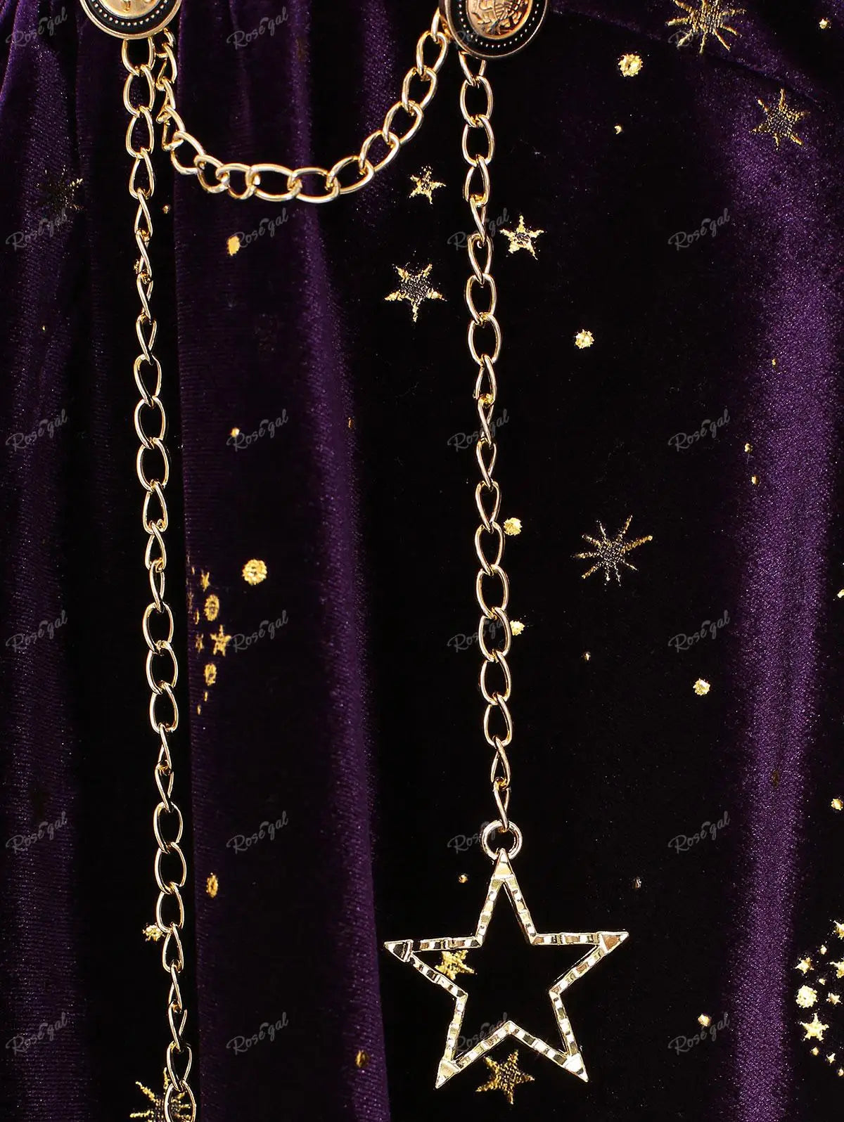 Whimsigothic Celestial Velvet Dress, Gothic Style Starry Moon Lace Dress