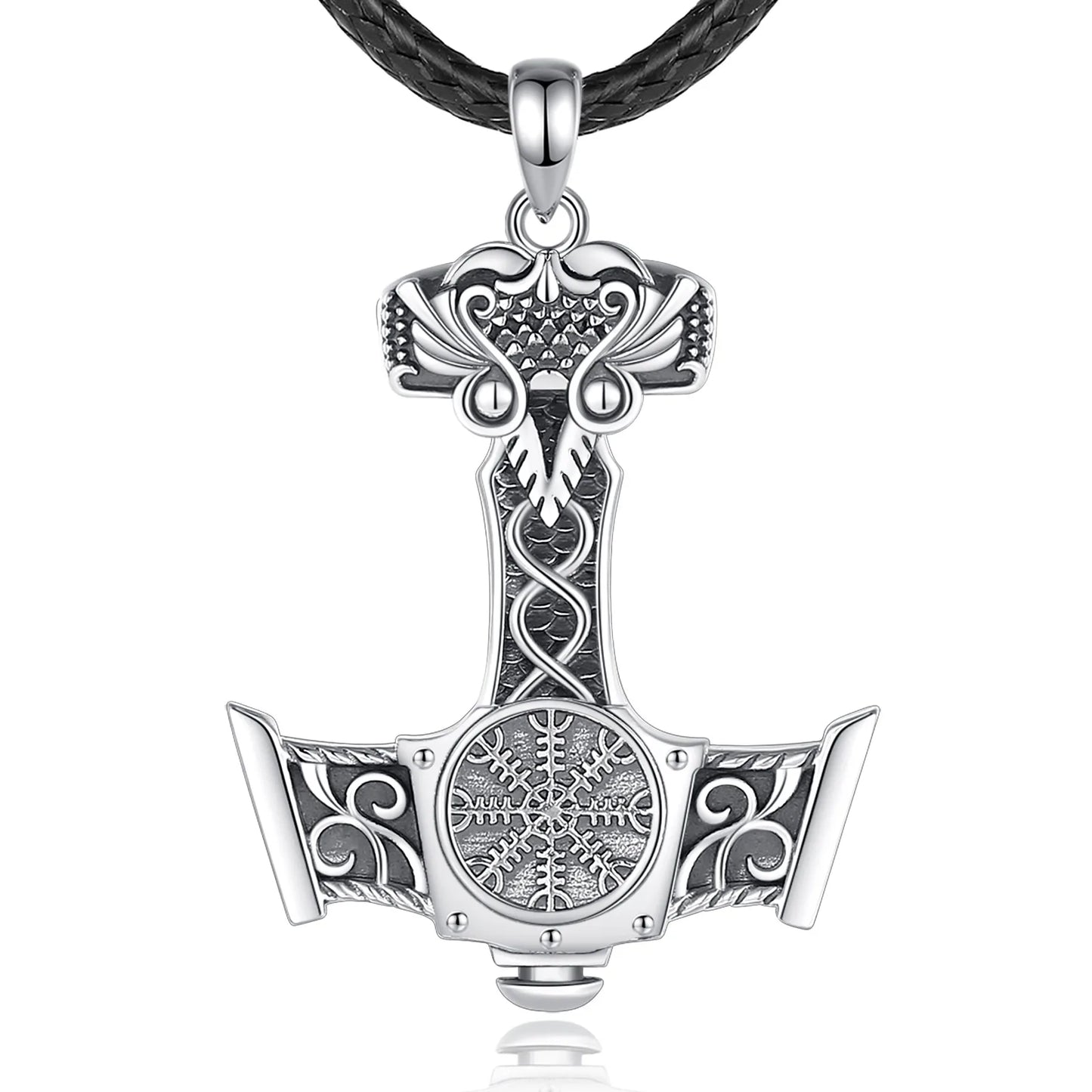 925 Sterling Silver Norse Viking Thor's Hammer Necklace and Pendant Amulet