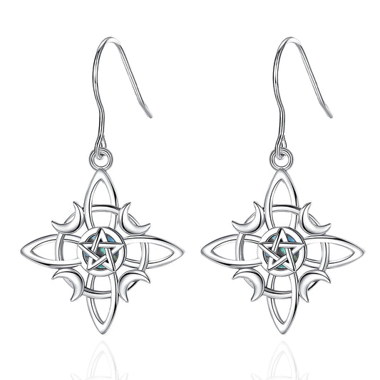 925 Sterling Silver Witch Knot Drop Earrings for Women Irish Celtic Knot Jewelry