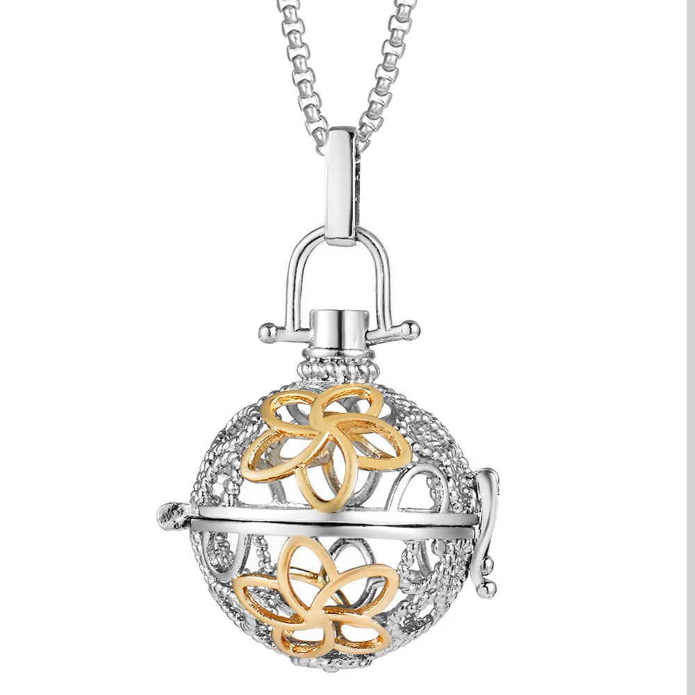 Steel Aromatherapy Ball Necklace, Aesthetic Spiritual Jewelry