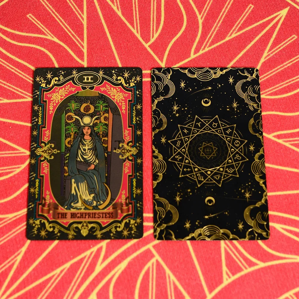 Floral - Starry Mandala (Gold, Black, Pink) Rider-Waite-Smith Tarot Deck