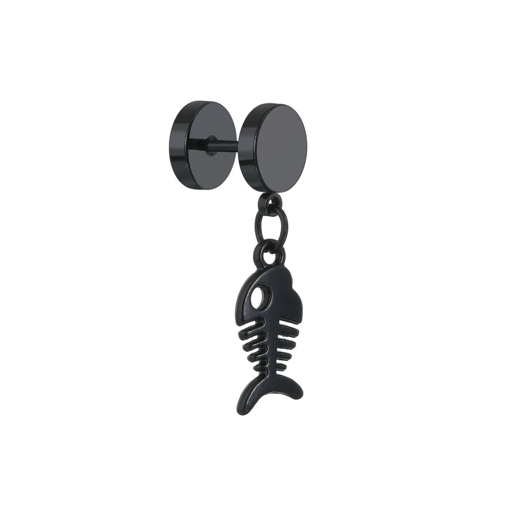 Punk Black Spiritual - Religious Earrings | Stainless/Titanium | Studs, Cross - Gothic Style Jewelry