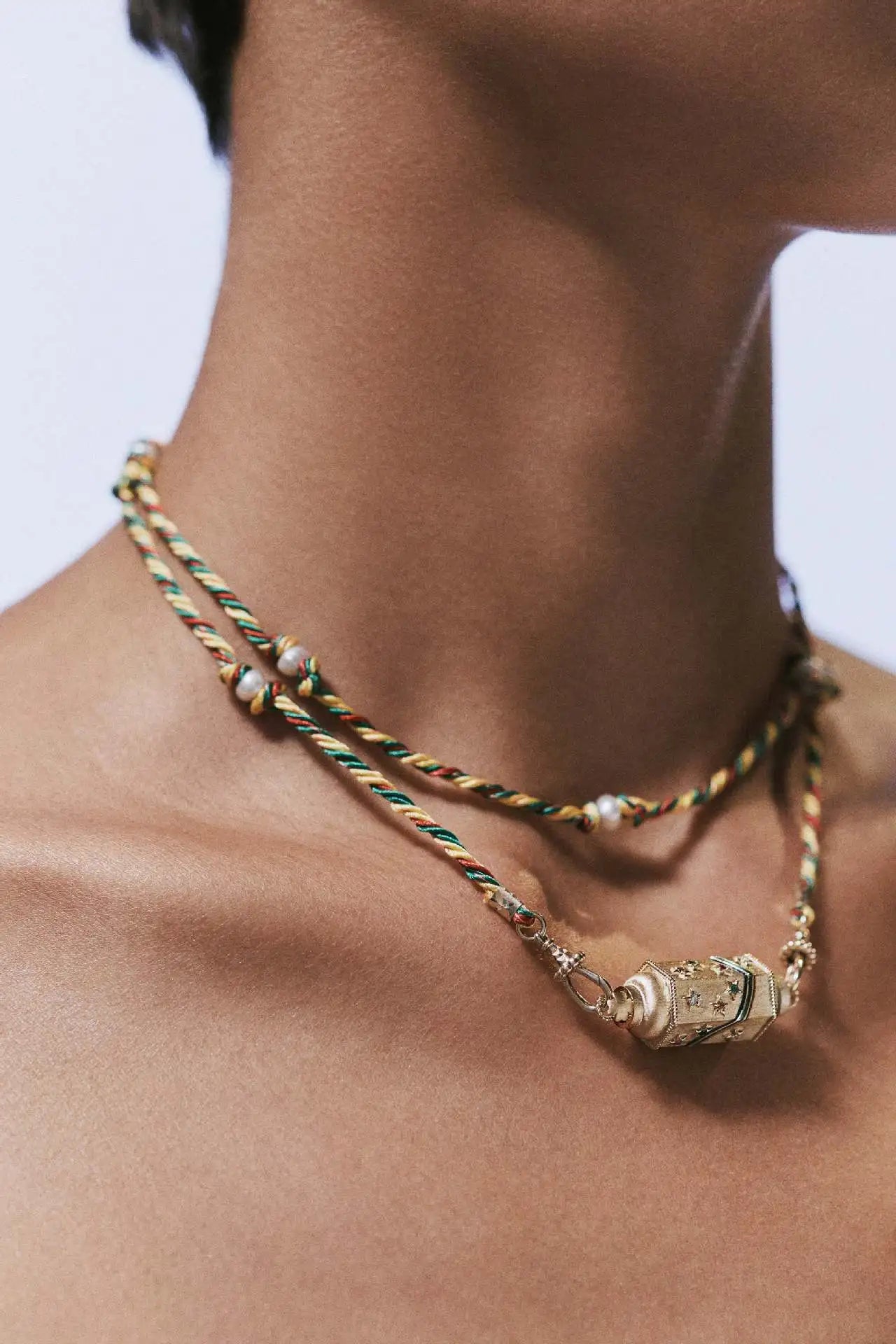 Hexagonal Spiritual-themed Rope Necklace