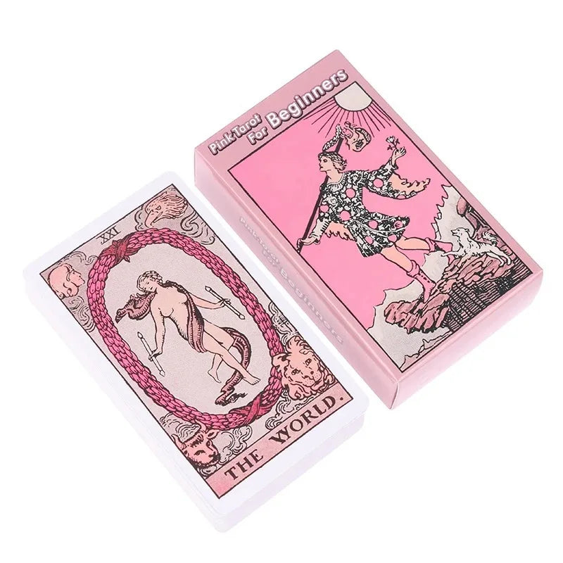 Pink Tarot for Beginners | Elegant 78-Card Rider-Waite-Smith Deck with Guidebook