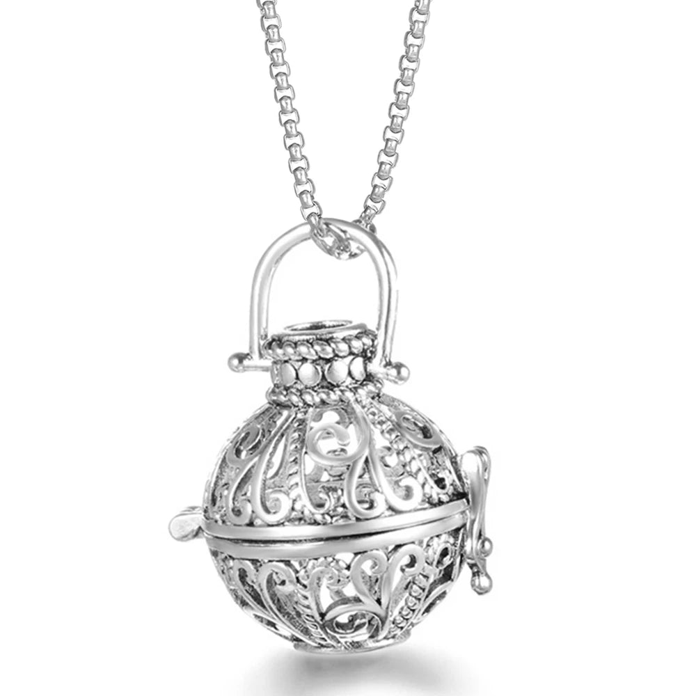 Steel Aromatherapy Ball Necklace, Aesthetic Spiritual Jewelry