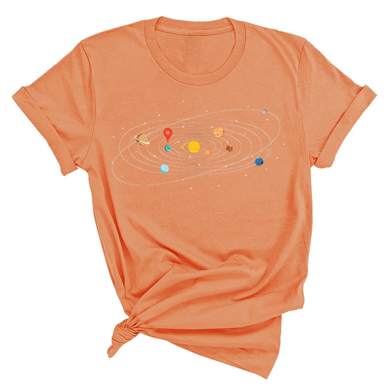 Women's Solar System 'You Are Here' Colorful T-Shirts | Astrology Apparel