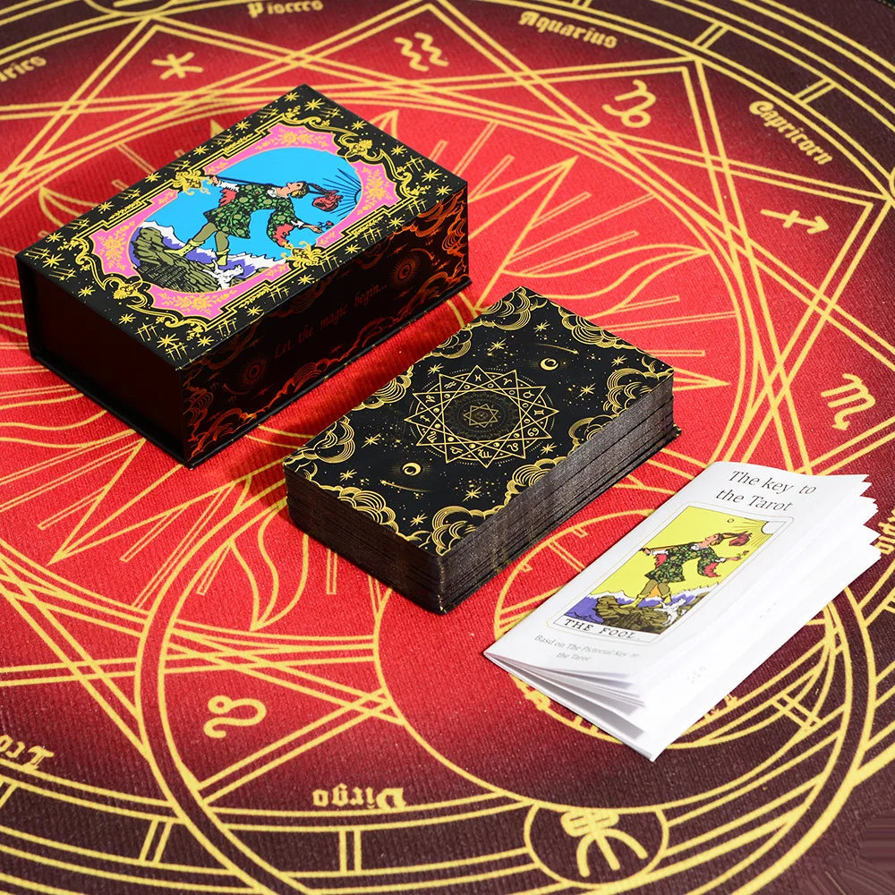 Floral - Starry Mandala (Gold, Black, Pink) Rider-Waite-Smith Tarot Deck