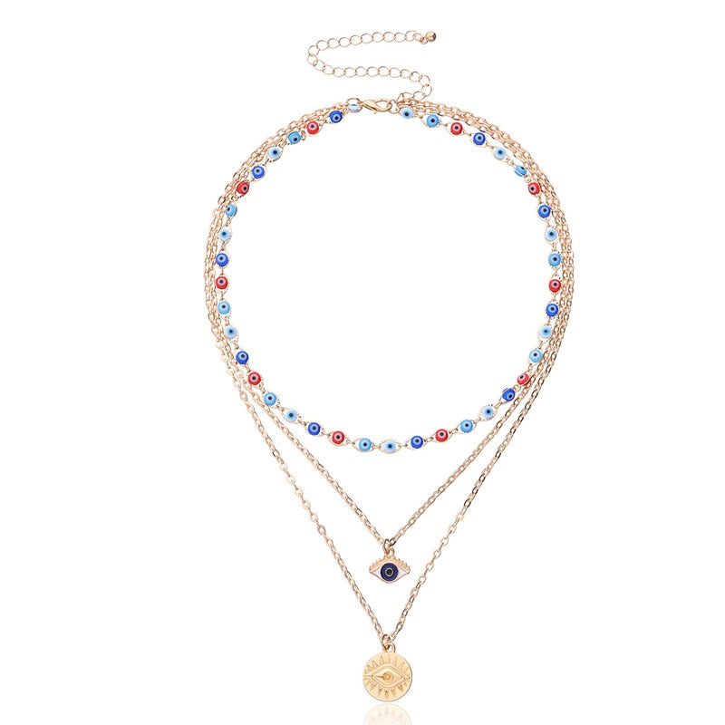 Evil Eye Crystal Necklace | Hamsa Style, Silver Spiritual Jewelry