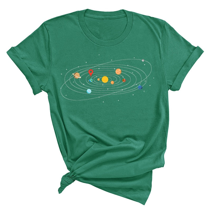 Women's Solar System 'You Are Here' Colorful T-Shirts | Astrology Apparel