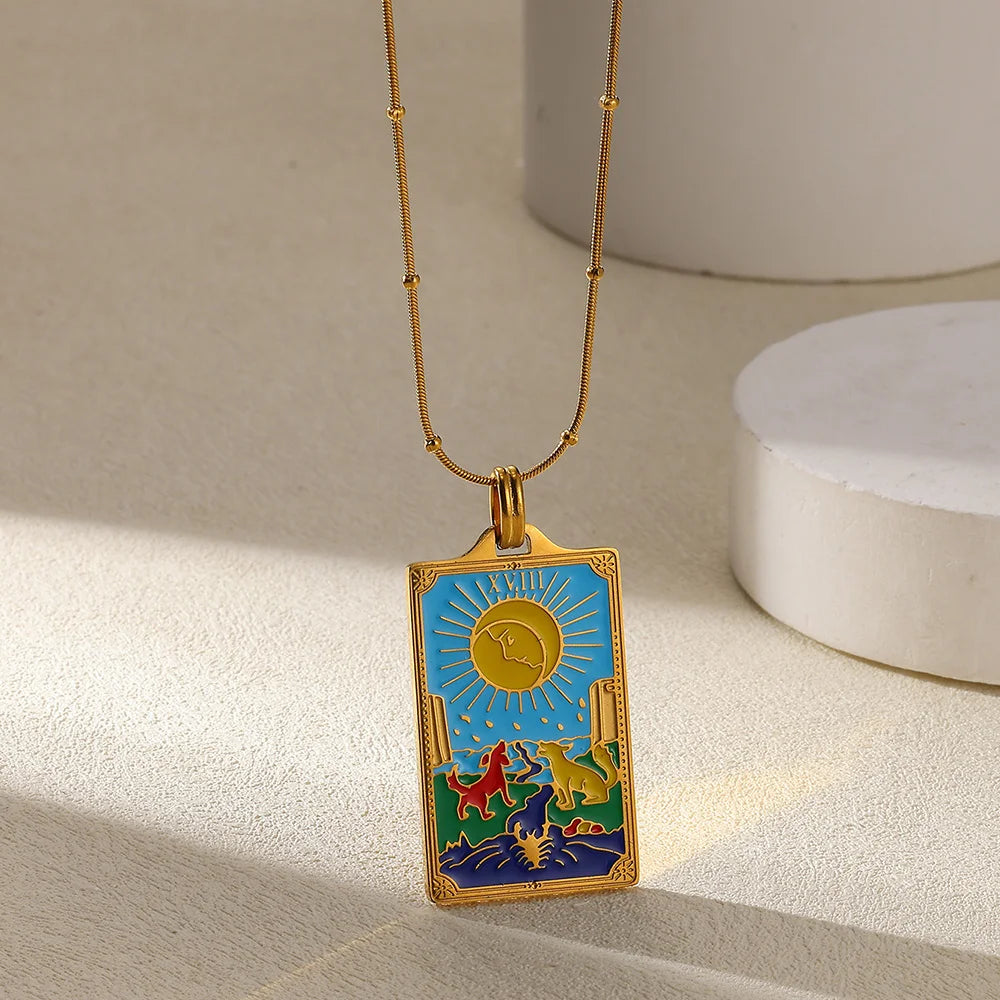 True-Color Gold Tarot Card Necklace, Original Rider-Waite-Smith Design