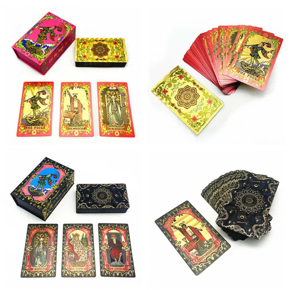 Premium Astrological Mandala Gold and Black Foil Tarot Card Deck, Rider-Waite-Smith
