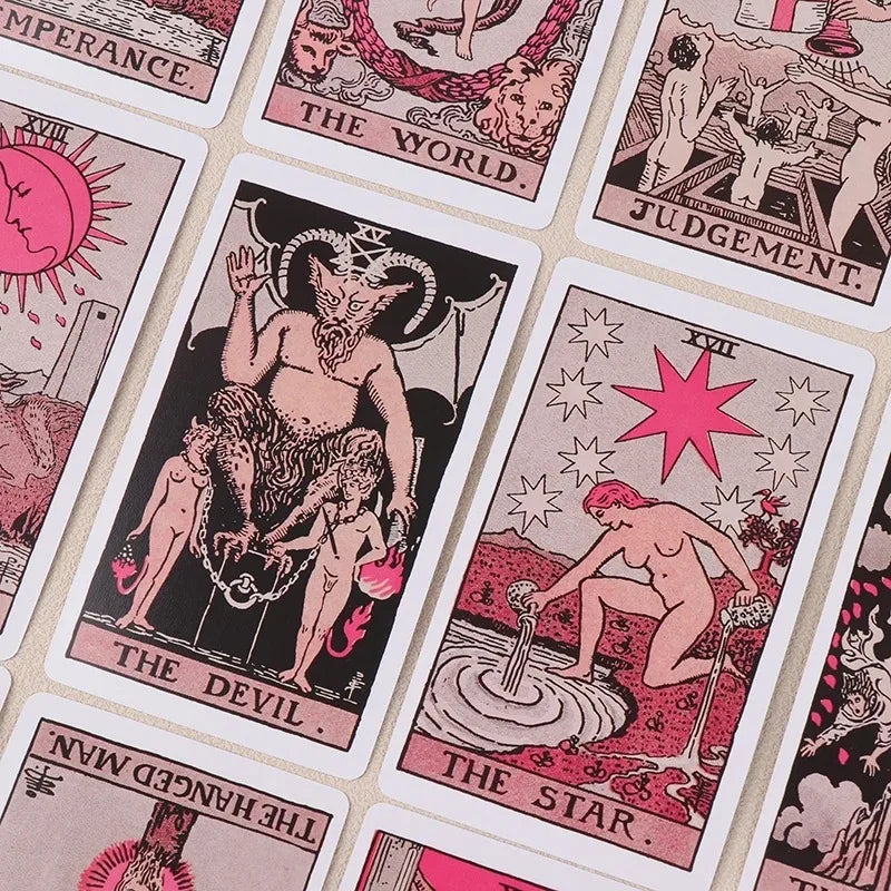 Pink Tarot for Beginners | Elegant 78-Card Rider-Waite-Smith Deck with Guidebook