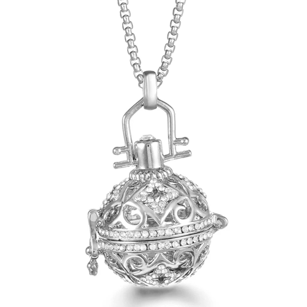 Steel Aromatherapy Ball Necklace, Aesthetic Spiritual Jewelry